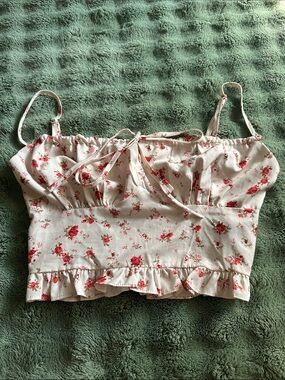 SHEIN Cream Cami Top with Red Floral Print